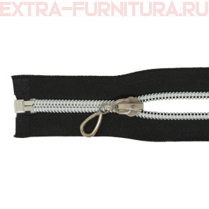 Молния спираль декор Т7 65см цв.черный/серебро