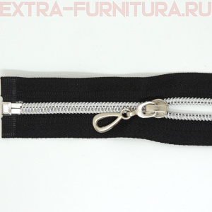 Молния спираль декор Т5 65см цв.черный/серебро (капля)