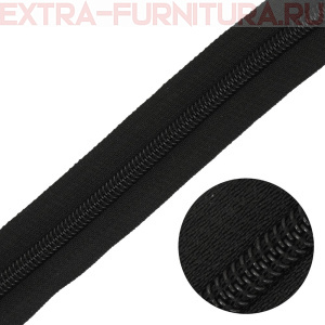  Молния рулонная спираль тип Т5, цв. черный, пл.14 гр/м
