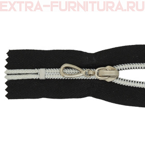 Молния спираль декор Т7 20см цв.черный/серебро н/р