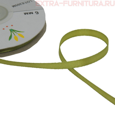 Лента атласная  6 мм  цв.135 олива рул. 27,42м