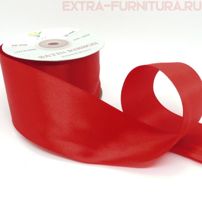 Лента атласная 50 мм цв.079 красный рул.27,42м