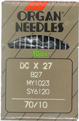 Иглы Organ высокоскоростн.оверлок (DC*27/70) для ПШМ № 70/10, уп.10шт.