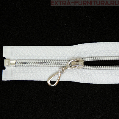 Молния спираль декор Т5 80см цв.белый/серебро MaxZipper